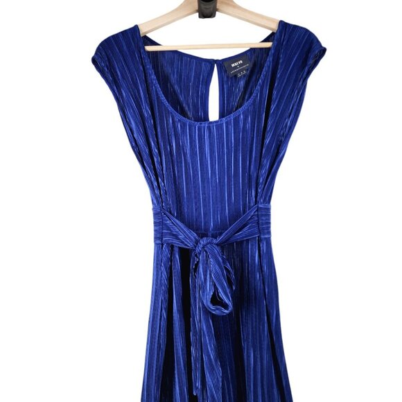 Anthropologie Maeve Sonata Pleated Jumpsuit Blue Tied Women's Size 6 Textured - Picture 7 of 16